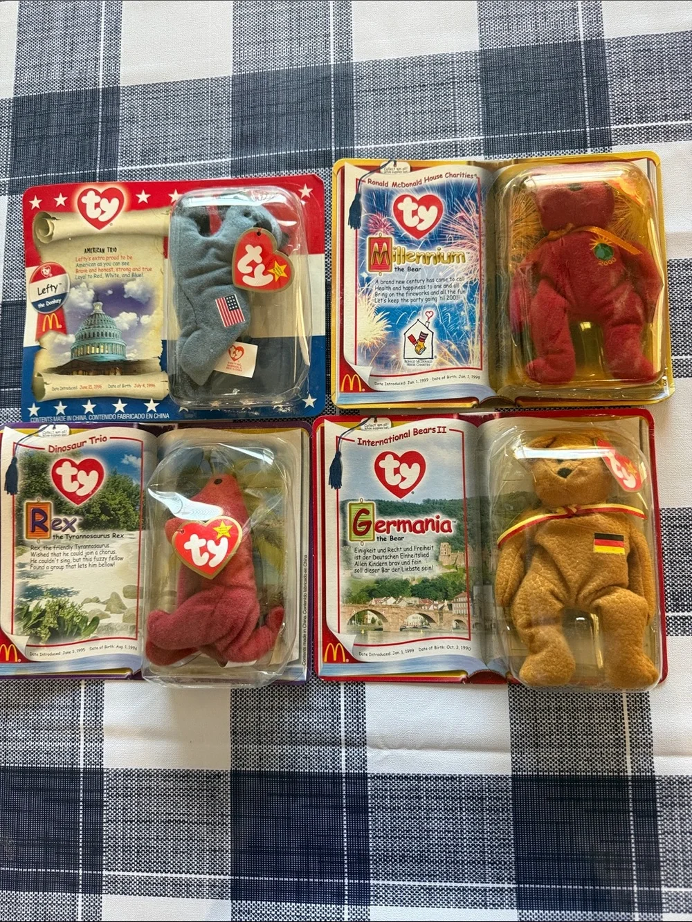 Ty Beanie Baby Assorted Plush Set — Blue, Red, Yellow, White, Brown, Green Lot